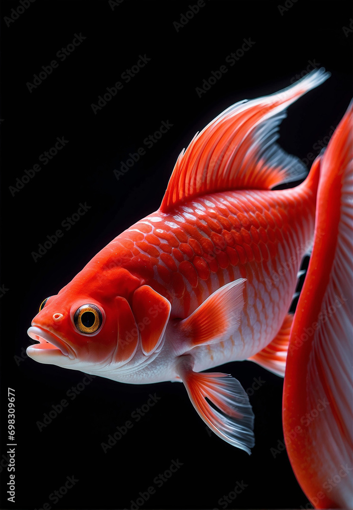 red fish swimming on a dark background, wallpaper red fish swimming on a dark background, wallpaper