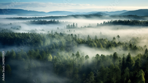 morning mist over the forest 