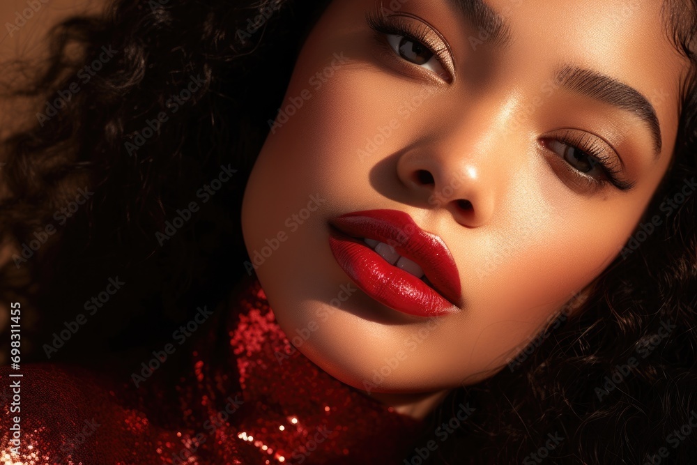 Fototapeta premium portrait of a woman with red lips