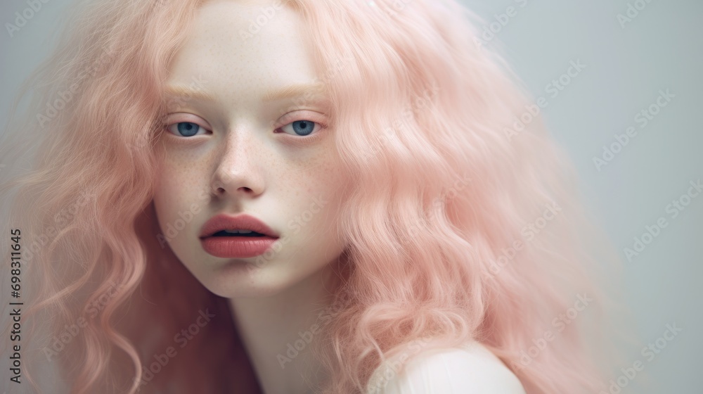 Albino Blonde girl. portrait of a woman