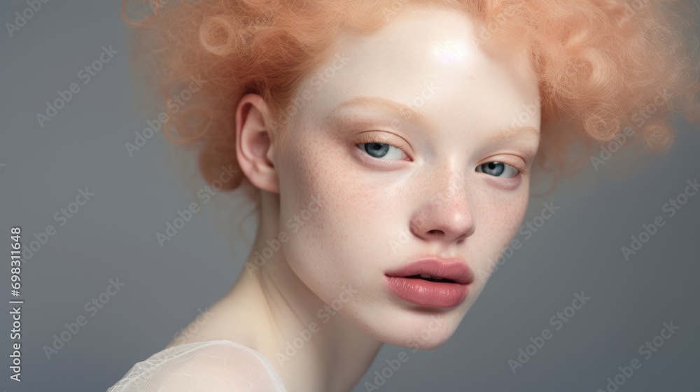 Albino Blonde girl. portrait of a woman