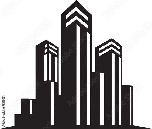 Urban Skyscraper Impression Multifloor Vector Logo Design Cityline Multifloor Elevation Vector Logo of Urban Building Design