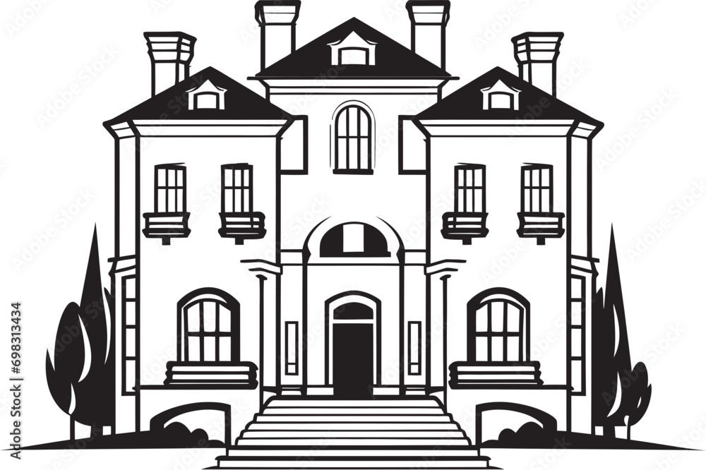 Fototapeta premium Cityscape Doodle Cartoon Building Sketch in Vector Icon Cute Building Illustration Cartoon Sketch in Vector Logo