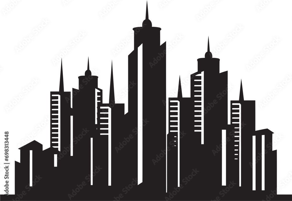 City Vista Blueprint Multifloor Building Design in Vector Logo Urban Tower Impression Multifloor Cityscape Vector Icon