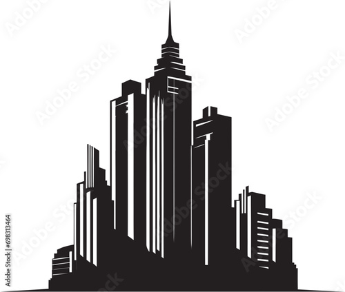 Downtown Tower Impression Multifloor Vector Logo Icon Cityline Heights Emblem Multifloor Building Design in Vector Icon