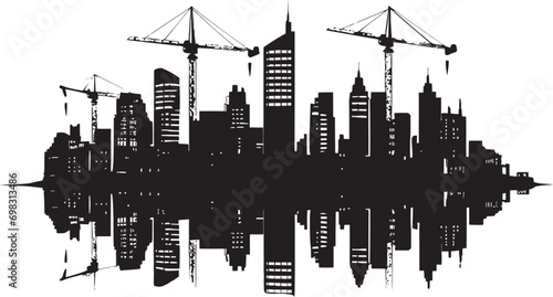 Cityline Skyscraper Impression Multifloor Vector Logo Icon Skyline Multifloor Illustration Cityscape Vector Icon Design