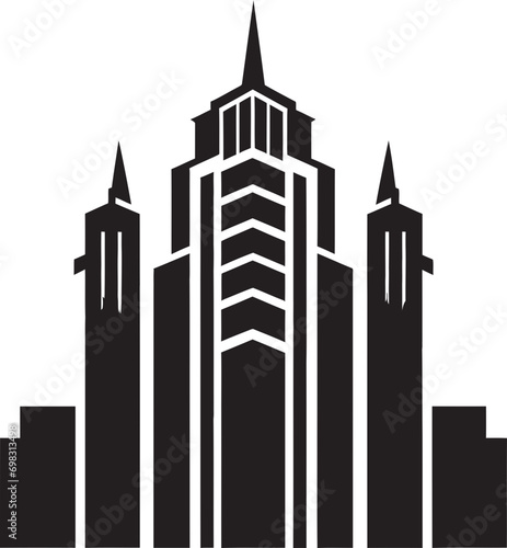 Skyline Multifloor Blueprint Cityscape Vector Icon Design Downtown Heights Illustration Multifloor Building in Vector Logo