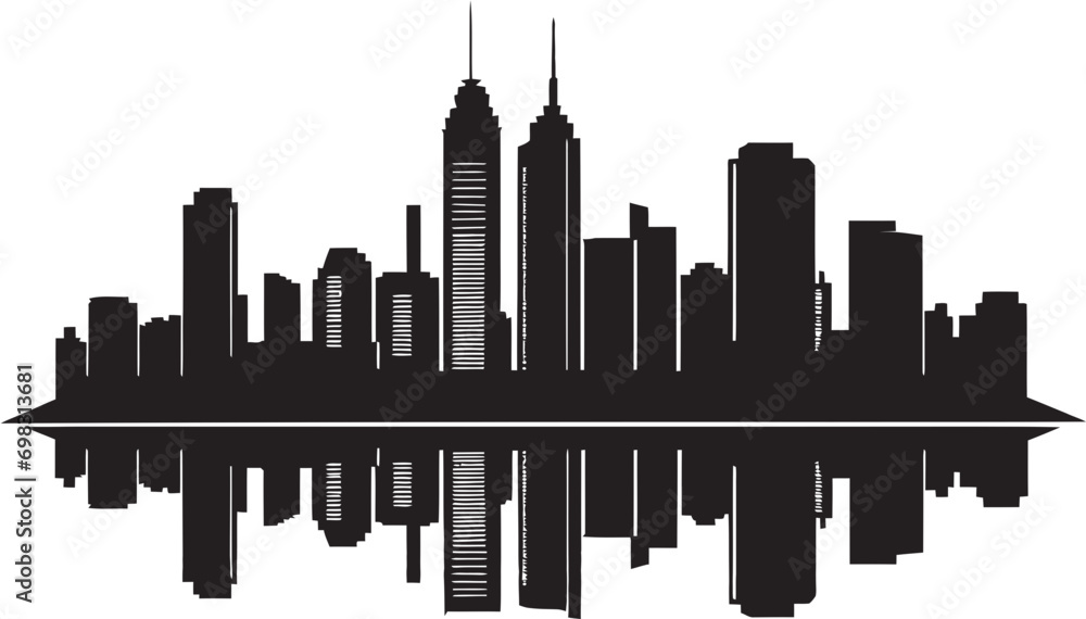 Fototapeta premium Skyline Multifloor Silhouette Urban Building in Vector Icon Design Metropolitan Tower Impression Multifloor Cityscape Vector Logo