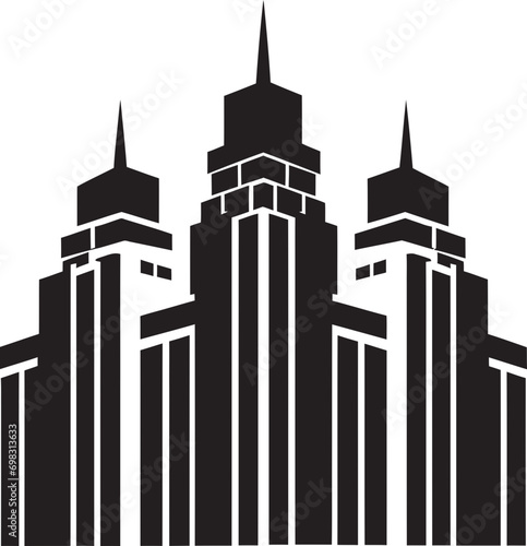 Downtown Skyscraper Outline Multifloor Cityscape Vector Logo Cityline Multifloor Impression Urban Vector Logo Design