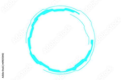 Blue futuristic neon glow round frame