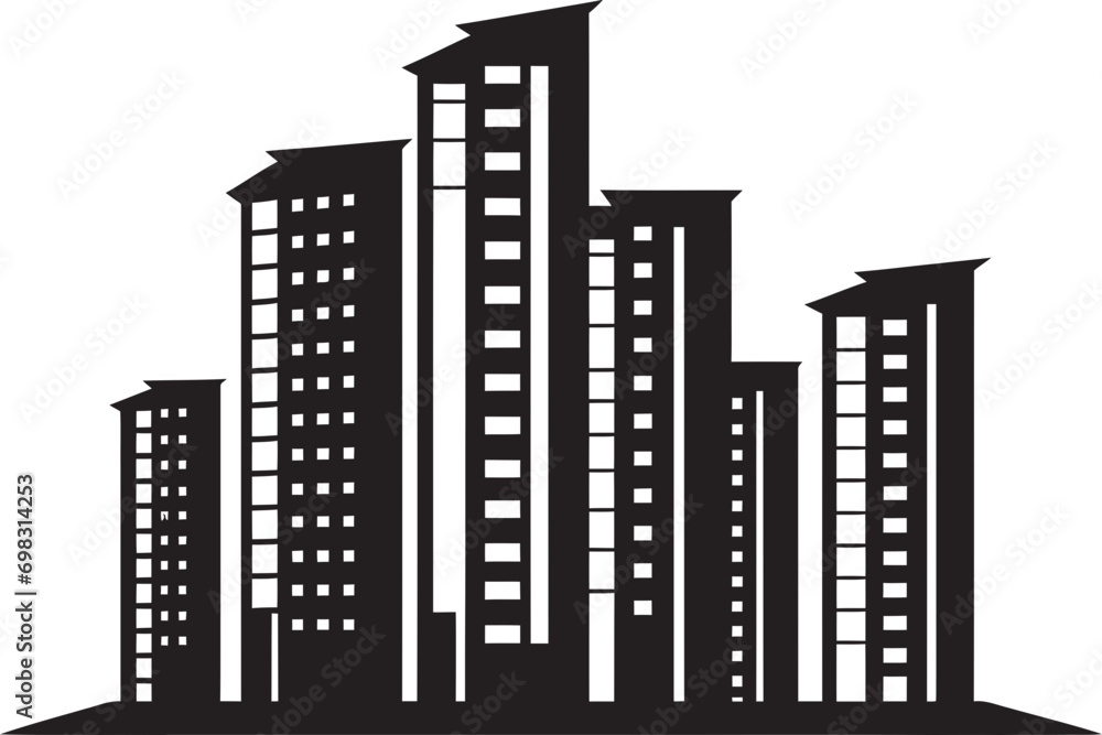 Skyline Visionary Multifloor Urban Building Vector Design City Vista Layers Multifloral Cityscape Vector Emblem Design