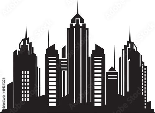 Downtown Skyscraper Emblem Multifloor Cityscape Vector Icon Cityline Tower Silhouette Multifloor Building in Vector Logo