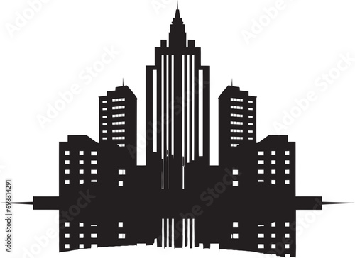 City Vista Layers Multifloral Cityscape Vector Emblem Design Urban Matrix Heights Multifloor City Building Vector Icon