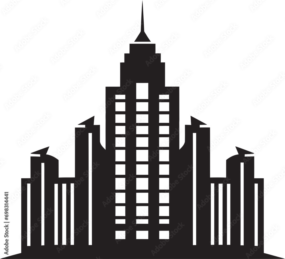 City Vista Impressions Multiflore Building in Vector Emblem Urban Skylinescape Multifloor Cityscape Vector Logo