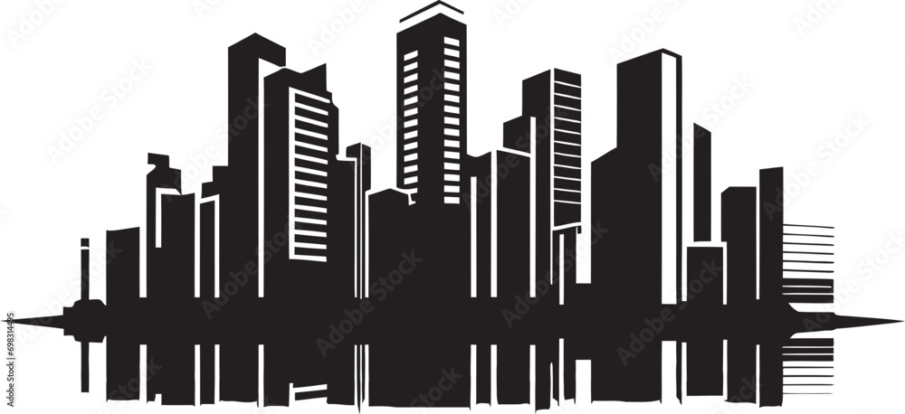 City Vista Skylines Multiflore Building in Vector Emblem Urban Elevation Multifloor Cityscape Vector Icon