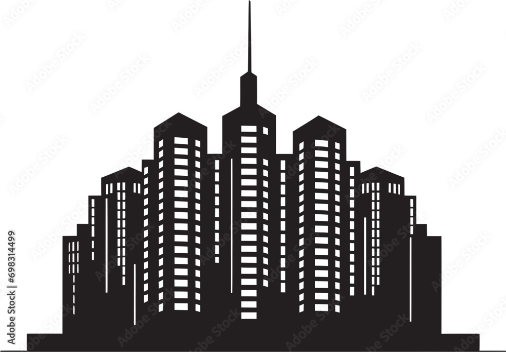 Metropolitan Heights Multifloor Cityscape Vector Icon Design Urban Skylinescape Multiflore Building in Vector Logo