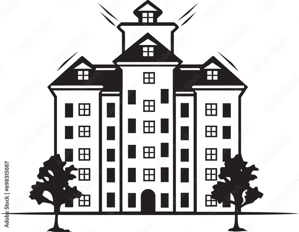 Urban Heights Symphony Multifloral City Building Vector Icon Metropolitan Elevation Matrix Multifloor Cityscape Vector Emblem Urban Heights Symphony Multifloral City Building Vector Icon Metropolitan Elevation Matrix Multifloor Cityscape Vector Emblem