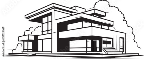 Double Domicile Sketch Vector Logo for Duplex Design Dual Level Home Vision Duplex House Sketch in Vector Icon