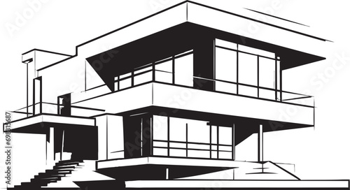 Twin Domicile Impression Duplex House Sketch in Vector Logo Dual Level Visionary Sketch Idea for Duplex House Vector Icon
