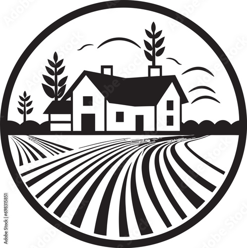 Fotografía Rural Dwelling Impression Farmhouse Design in Vector Icon Harvest Haven Symbol F