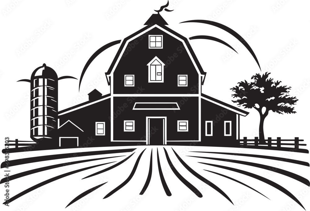 Farmers Haven Icon Farmhouse Design Vector Logo Agrarian Retreat Symbol Farmers House Emblem in Vector