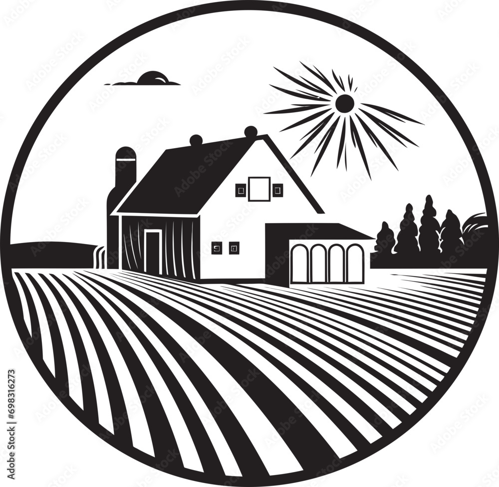 Rural Retreat Mark Farmers House Vector Logo Agrarian Abode Impression Farmhouse Vector Icon