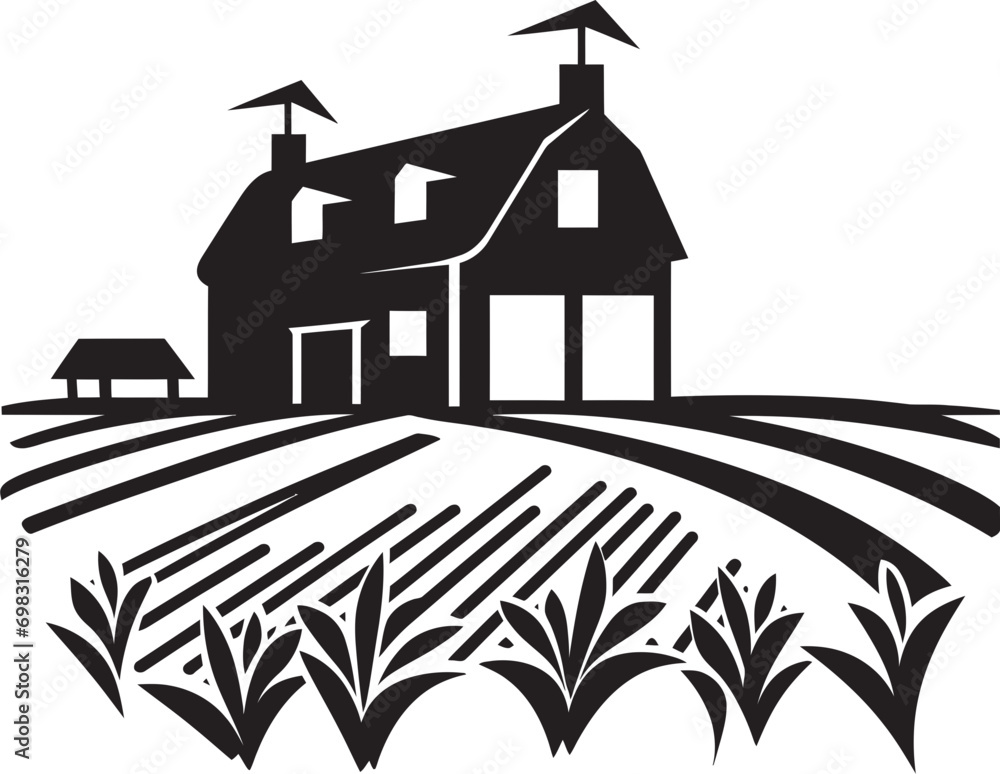 Countryside Dwelling Symbol Farmers Farmhouse Emblem Harvest Oasis Icon Farmhouse Design in Vector