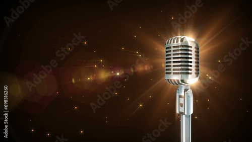 Music Retro microphone spin particle animation 4K stock video
