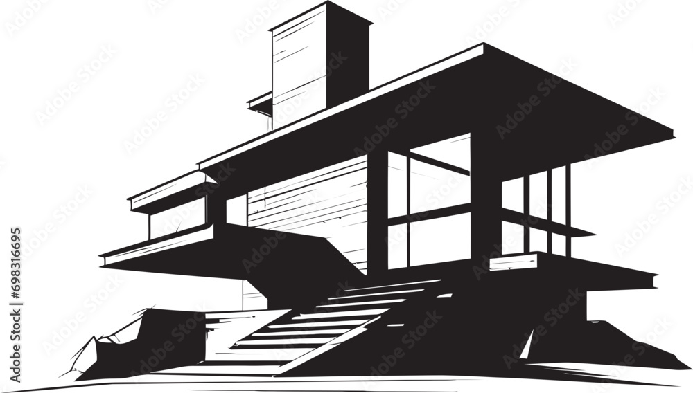 Futuristic Habitat Mark Architecture Design Vector Emblem Contemporary Abode Icon House Idea Design in Vector