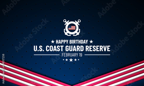 U.S. Coast Guard Reserve Birthday February 19 Background Vector Illustration