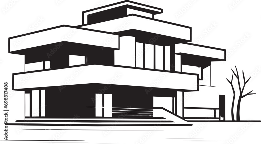 Contemporary Dwelling Mark Modern Property Design Vector Logo Innovative Residence Symbol Property Idea Vector Icon