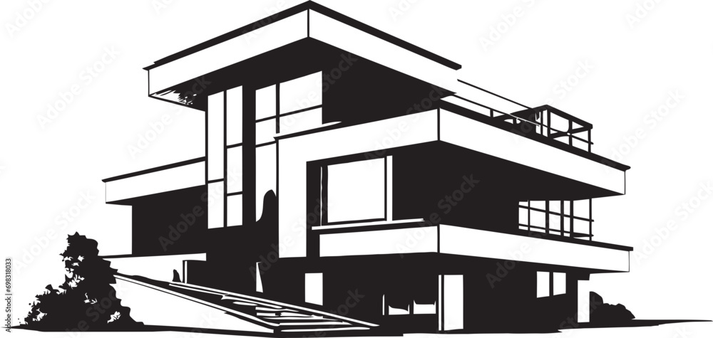 Classy Habitat Symbol Stylish House Design Vector Icon Sleek Living Vision Modern House Idea Vector Emblem