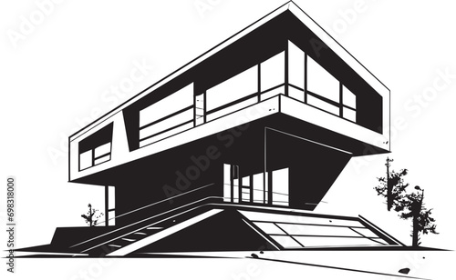 Sleek Living Vision Modern House Idea Vector Emblem Contemporary Dwelling Essence Stylish Modern House Design Vector Icon