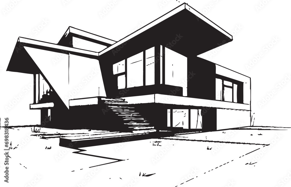 Classy Living Crest Modern House Design Vector Icon Chic Habitat Vision Stylish House Design Vector Emblem