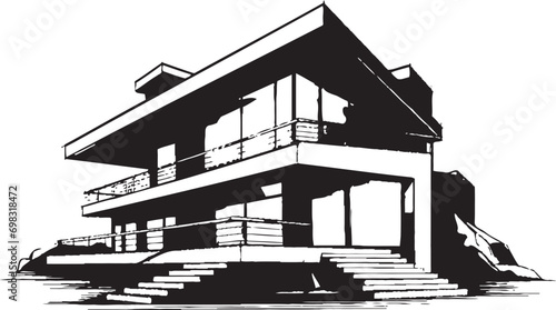 Contemporary Abode Mark Stylish House Design Vector Icon Contemporary Chic Modern House Icon Design