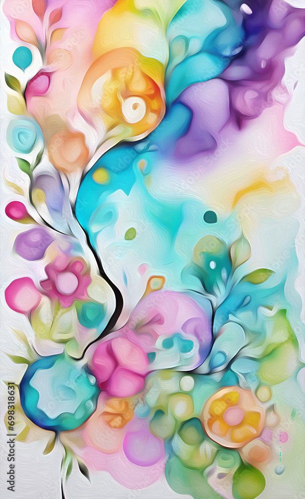 Fototapeta premium Blue Abstract. Motley Violet Spill. Alcohol Ink