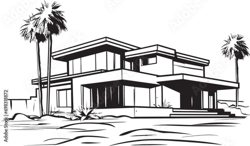 Stout Dwelling Emblem Bold House Sketch Vector Icon Vigorous Residence Mark Thick Outlined House Design Icon
