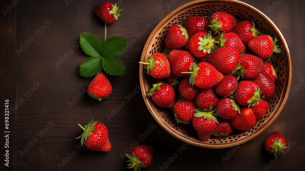 Top view fresh strawberry on the bowl AI Generative Top view fresh strawberry on the bowl AI Generative