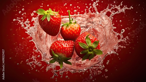 Fresh strawberry with water splash AI Generative