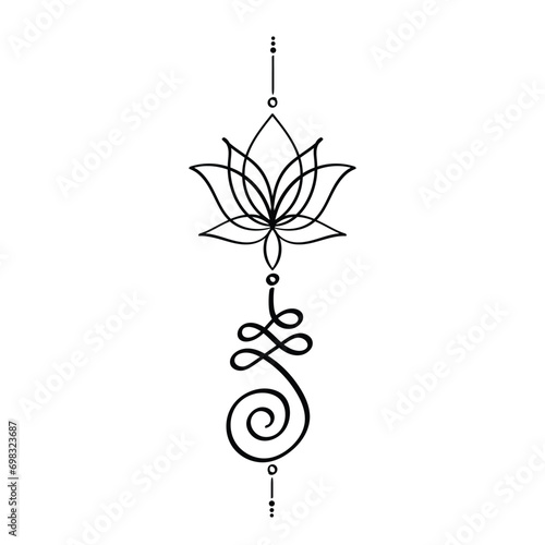 lotus with unalome tatto vector