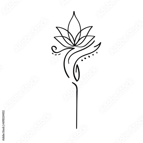 lotus with unalome tatto vector