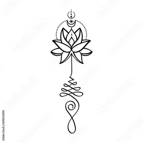 lotus with unalome tatto vector