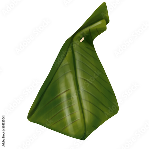 Illustration of food wrapped in young banana leaves photo