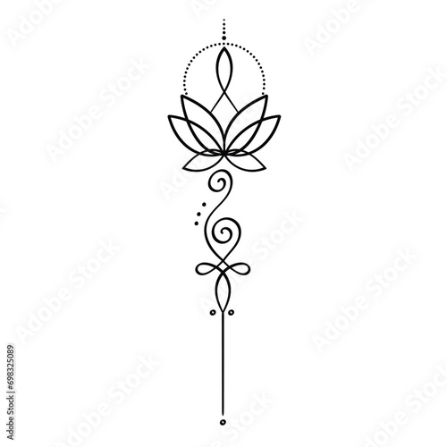 lotus with unalome tatto vector