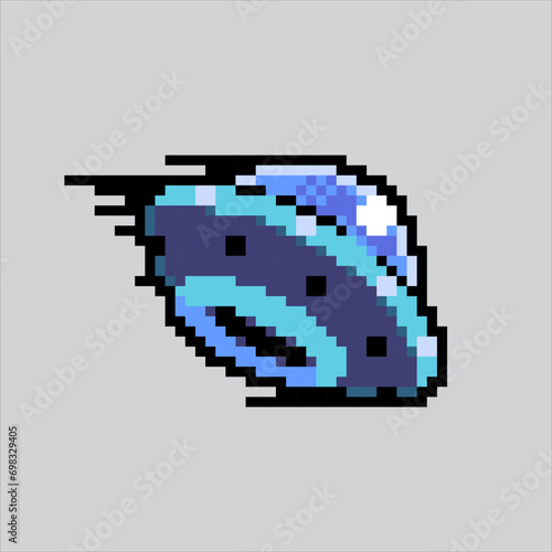 Pixel art illustration UFO. Pixelated UFO. Farm UFO space alien pixelated for the pixel art game and icon for website and video game. old school retro.