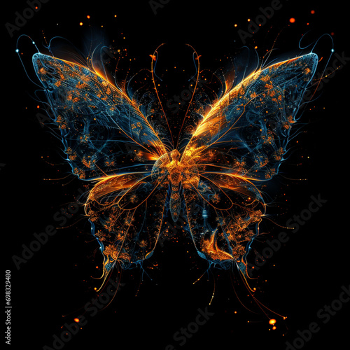 psychedelic butterfly on black background vector