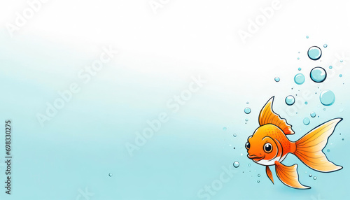 Cute fantasy goldfish with copy space photo