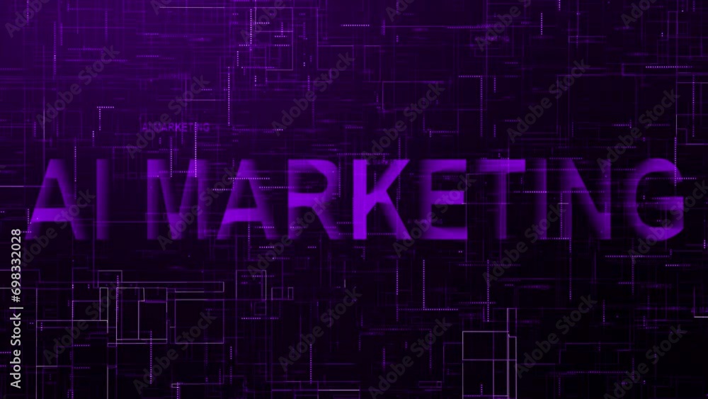 AI marketing text technology data line motion animation purple AI marketing text technology data line motion animation purple