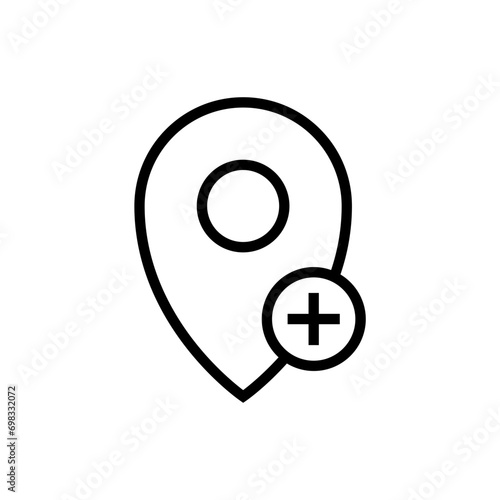 add location icon with plus button. web vector icon