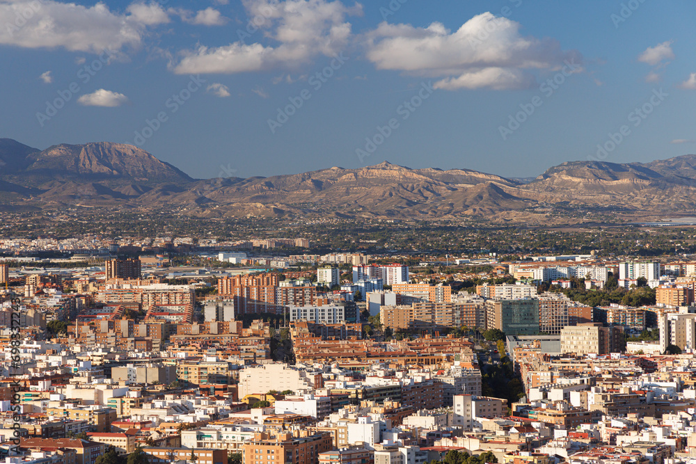Mountains visible from the city of Alicante at sunset.